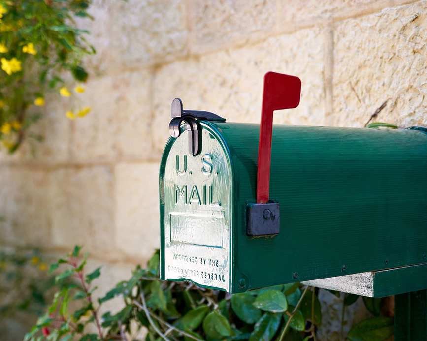 US mailbox painted green