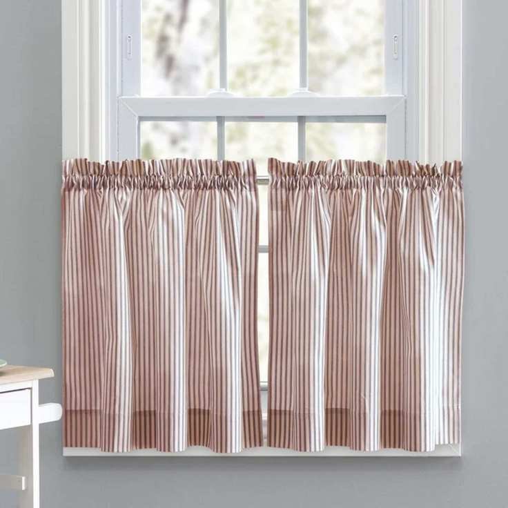 wayfair red stripe cafe curtain