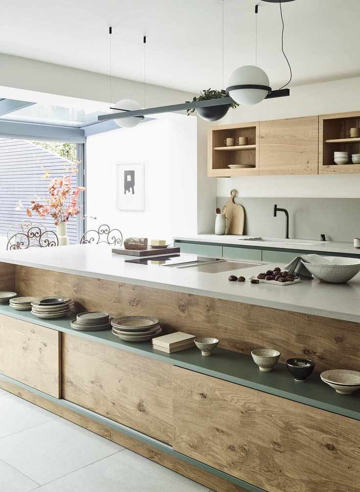 raw wood timber kitchen