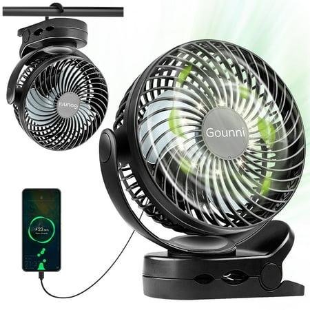 Gounni Clip-On Fan or Desktop Fan 10000mah Battery 6-Inch 3 Speeds