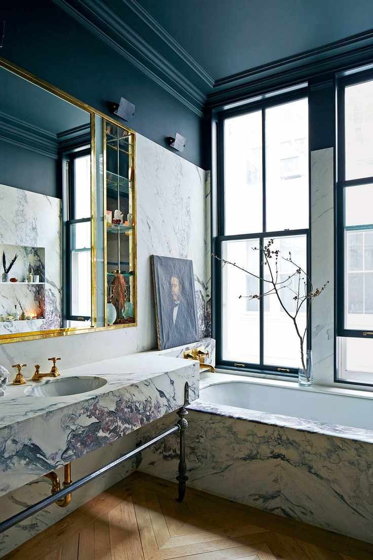 Bathroom with black and marble