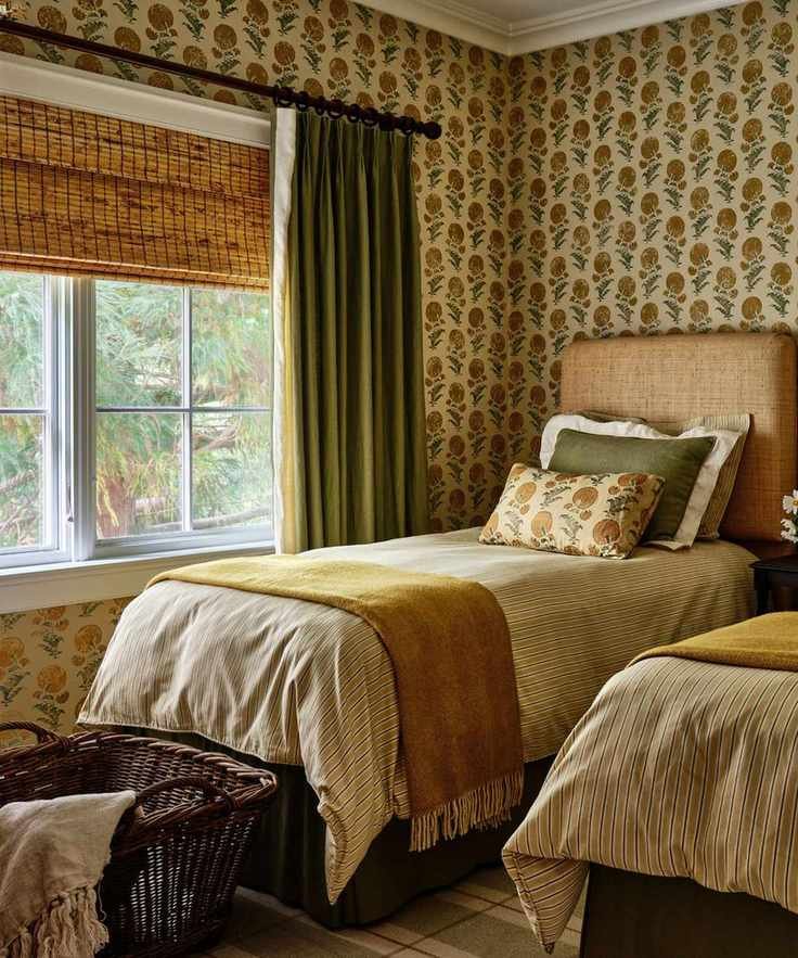 bright and cheerful bedroom with floral decor