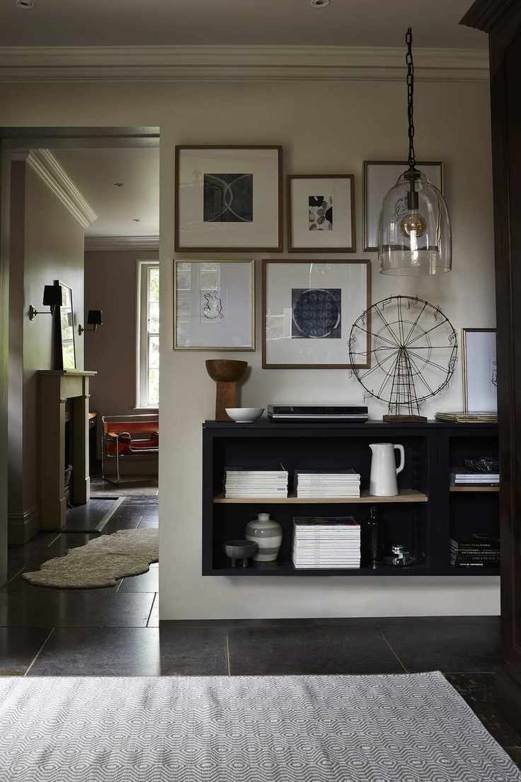 Floating shelf in a hallway
