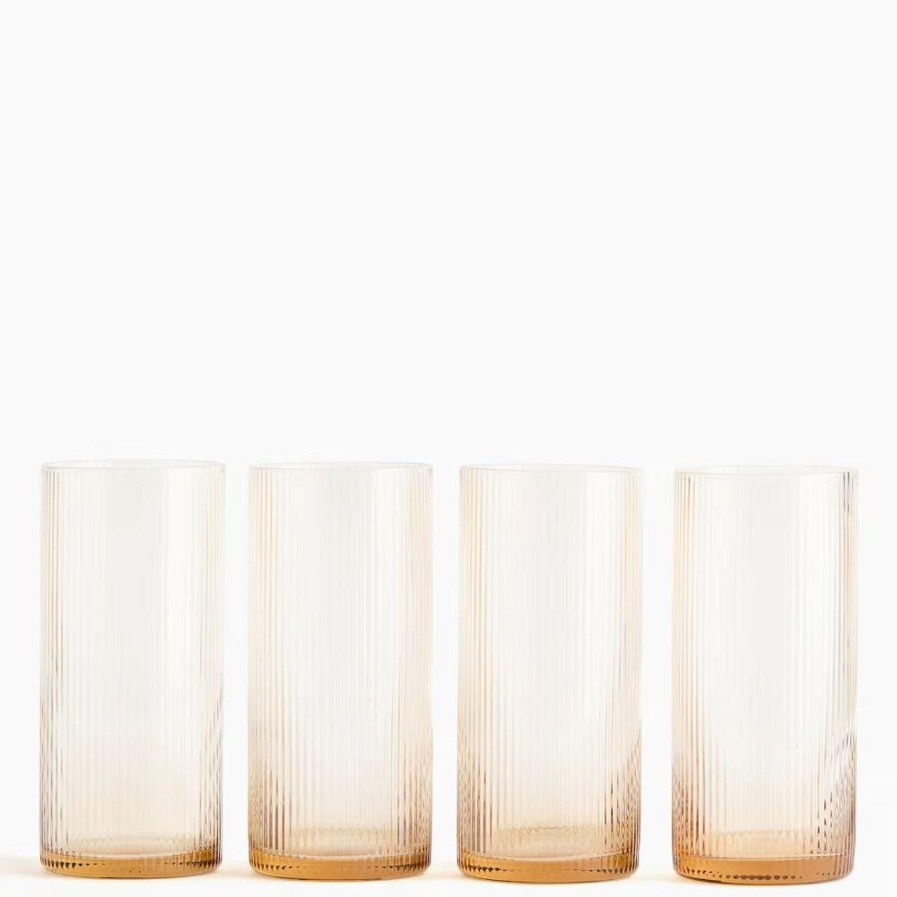 Set of four amber glass tumblers
