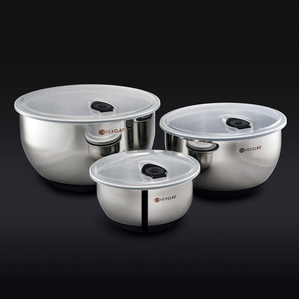 Stainless Mixing Bowl Set With Vacuum Seal Lids, 6-Pc &mdash; Default Title