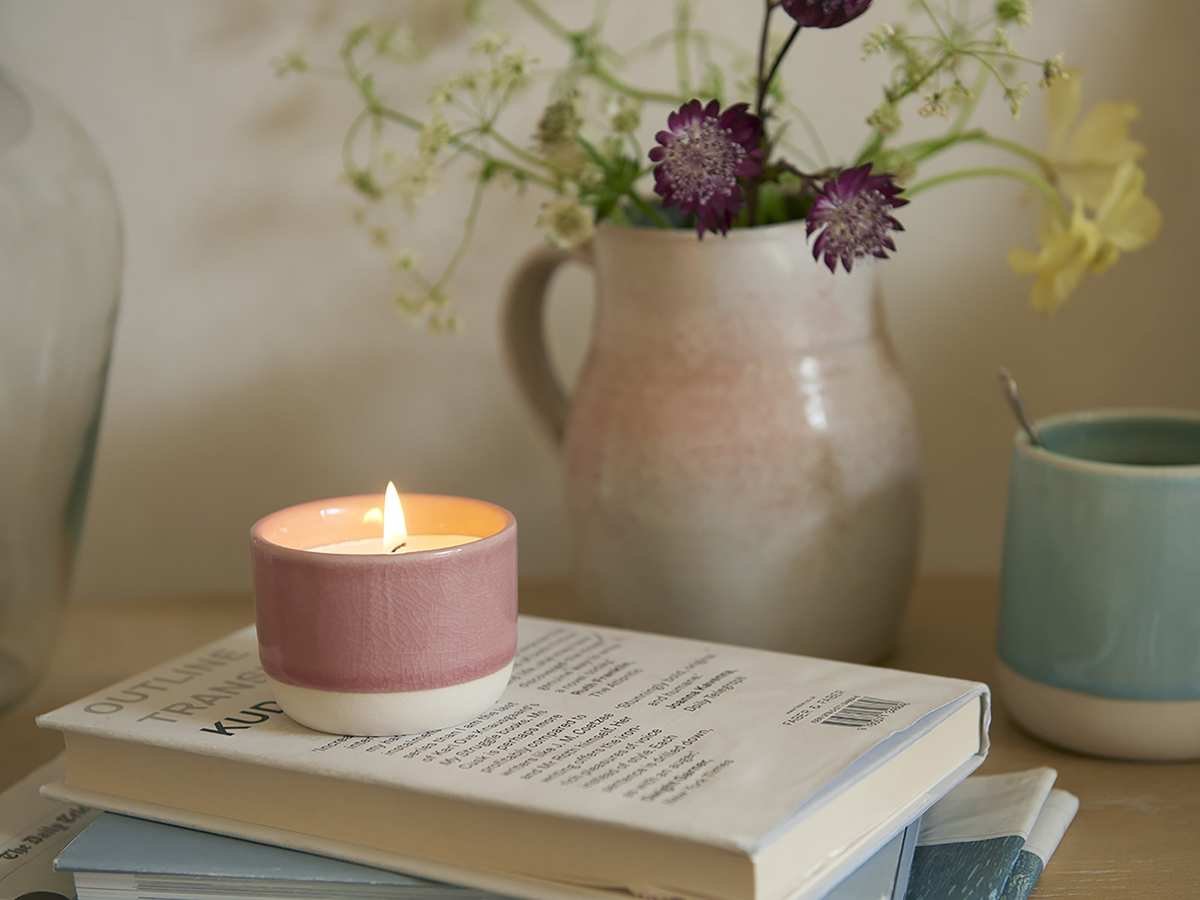 Pink scented candle