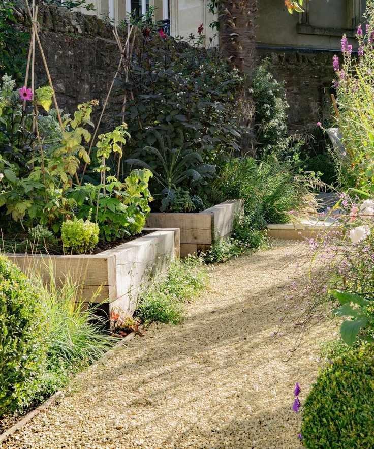 Raised beds in a kitchen garden