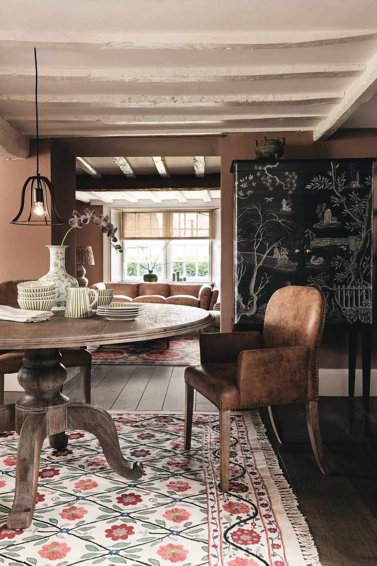 Oka Stafford leather dining chair with arms in Tobacco