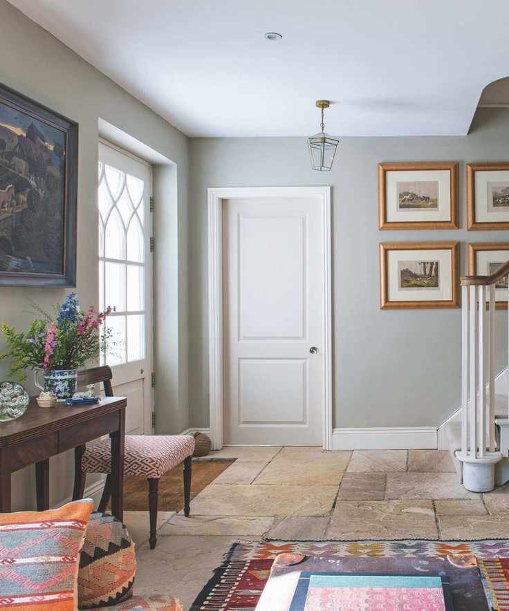 Colorful entryway with a draft stopper