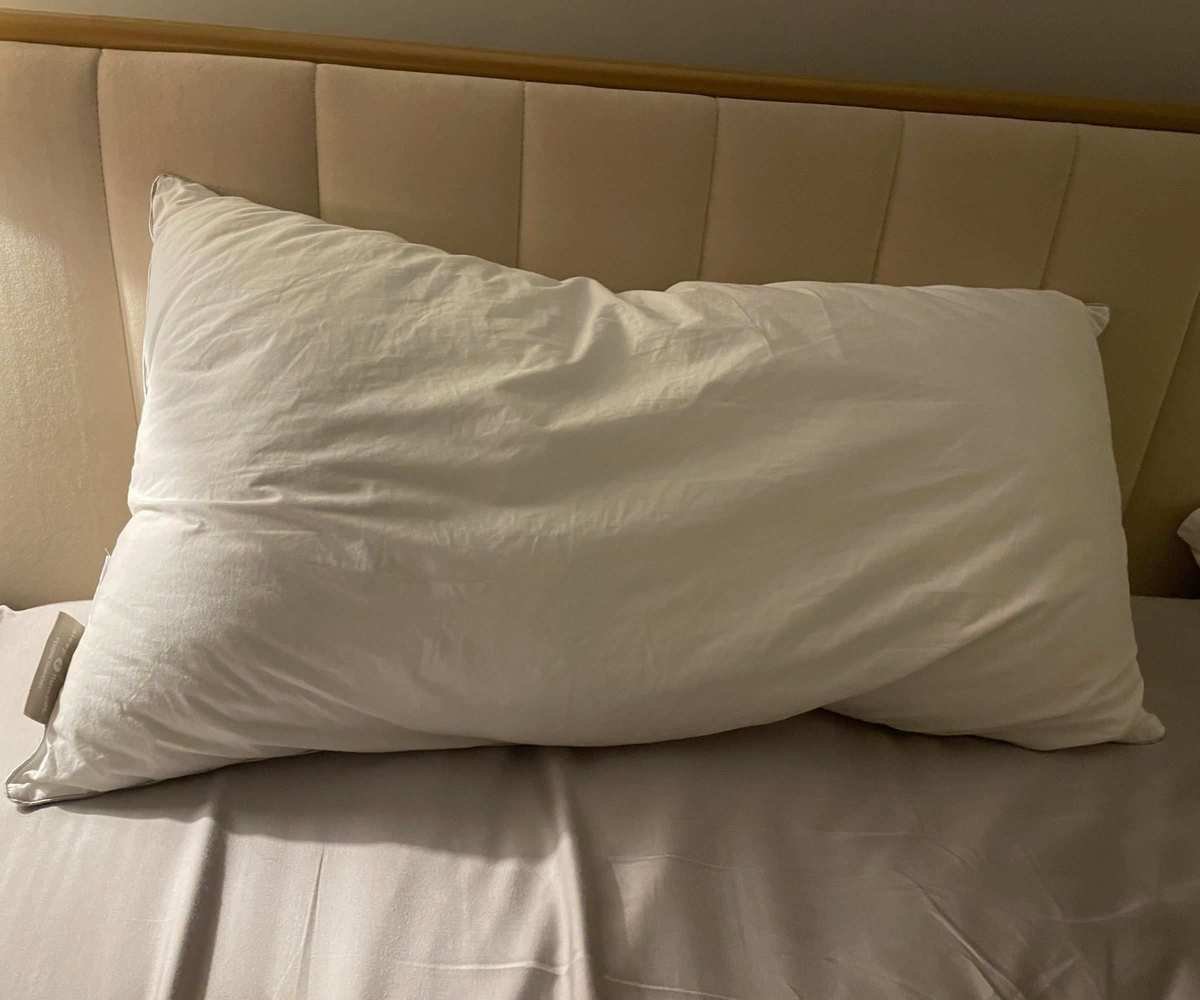 The Sleep Number PlushComfort Classic Pillow on a bed.