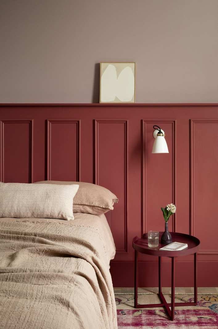two tones of pink painted bedroom