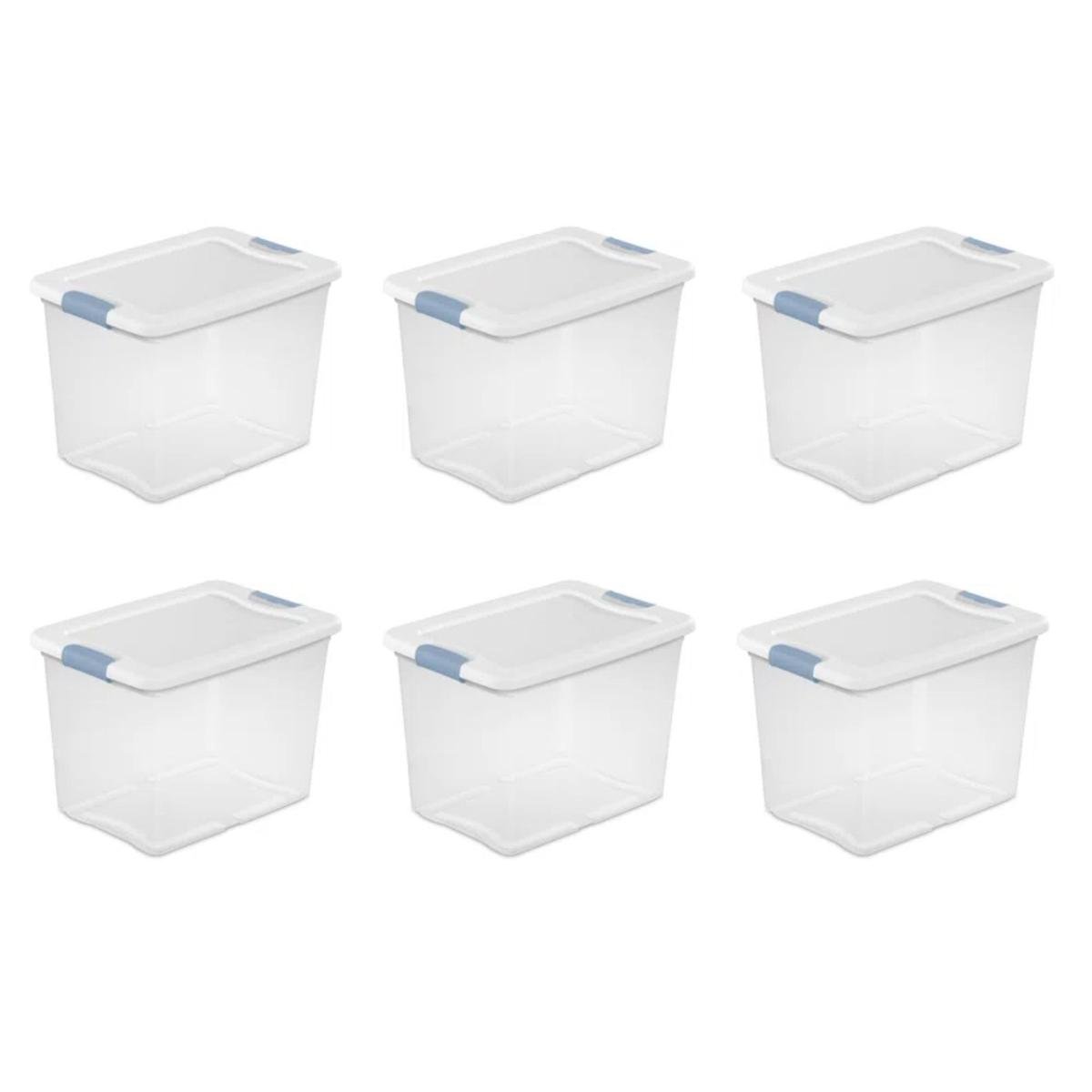 Clear plastic storage bins