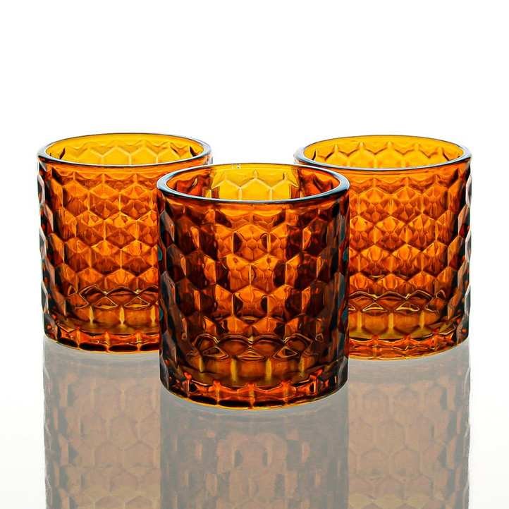 Richland Amber Chunky Honeycomb Glass Votive &amp; Tealight Holder Set of 48