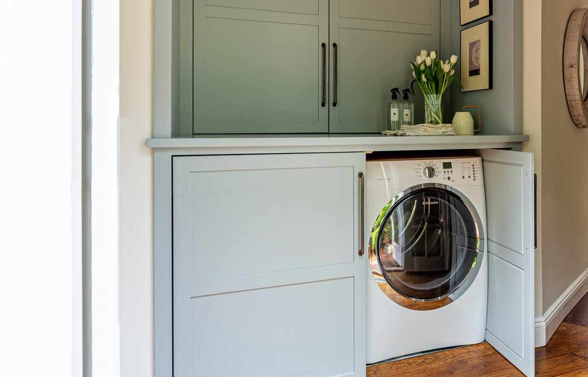 washing machine in a built in cabinet