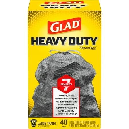 Glad Forceflex Heavy Duty Large Drawstring Trash Bags, Hold 80+ Pounds, 30 Gallon, 40 Count