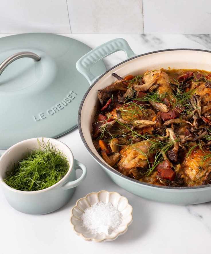 Le Creuset Modern Heritage Braiser in sea salt blue