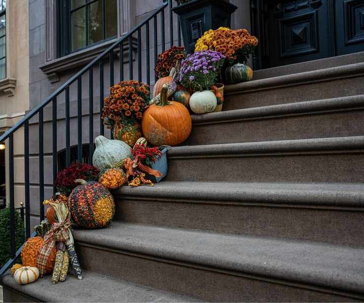 Fall planters with pumpkins
