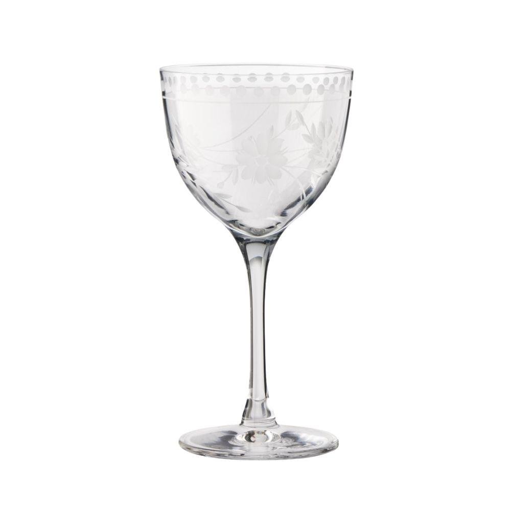 Nick and Nora vintage style etched glass