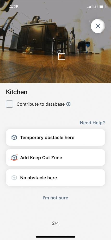 Screenshot of the iRobot app showing the Roomba j7+'s obstacle detection in Jaclyn's home