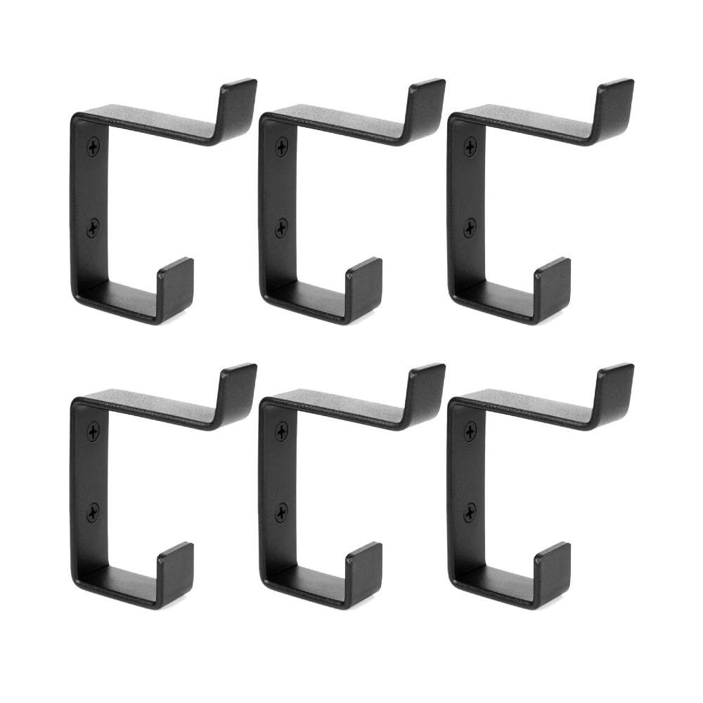 6 Pack Heavy Duty Steel Angled Style Double Wall Hooks