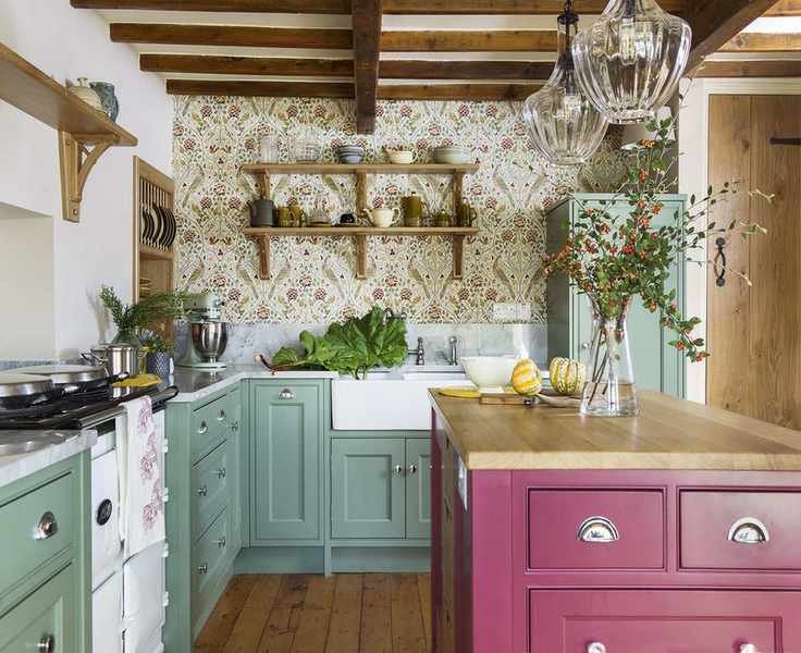 Red kitchen island