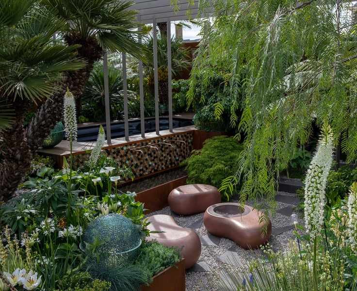garden swim spa recessed in wooden decking