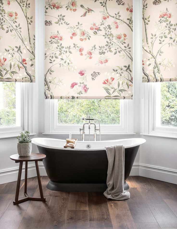 Stylish roller blinds in a bathroom
