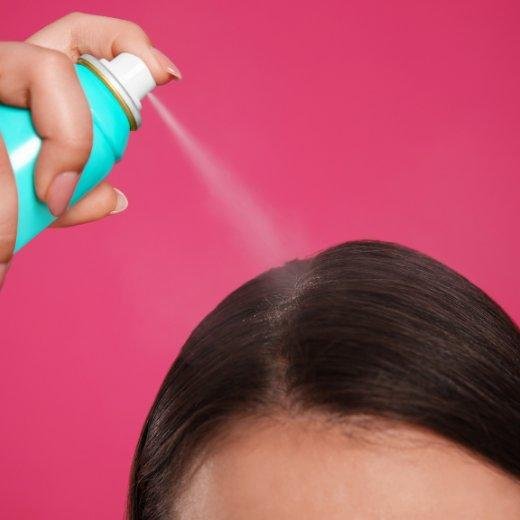 Dry shampoo on hair