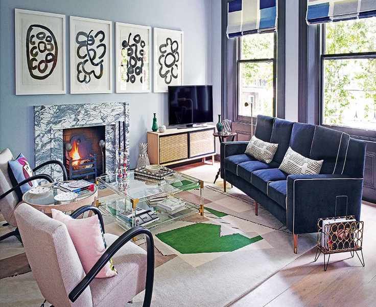 living room with sofa, tv and coffee table