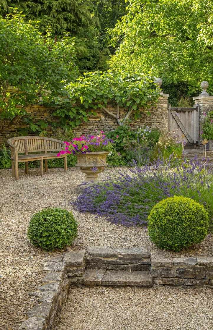 front yard garden ideas seating area gravel patio