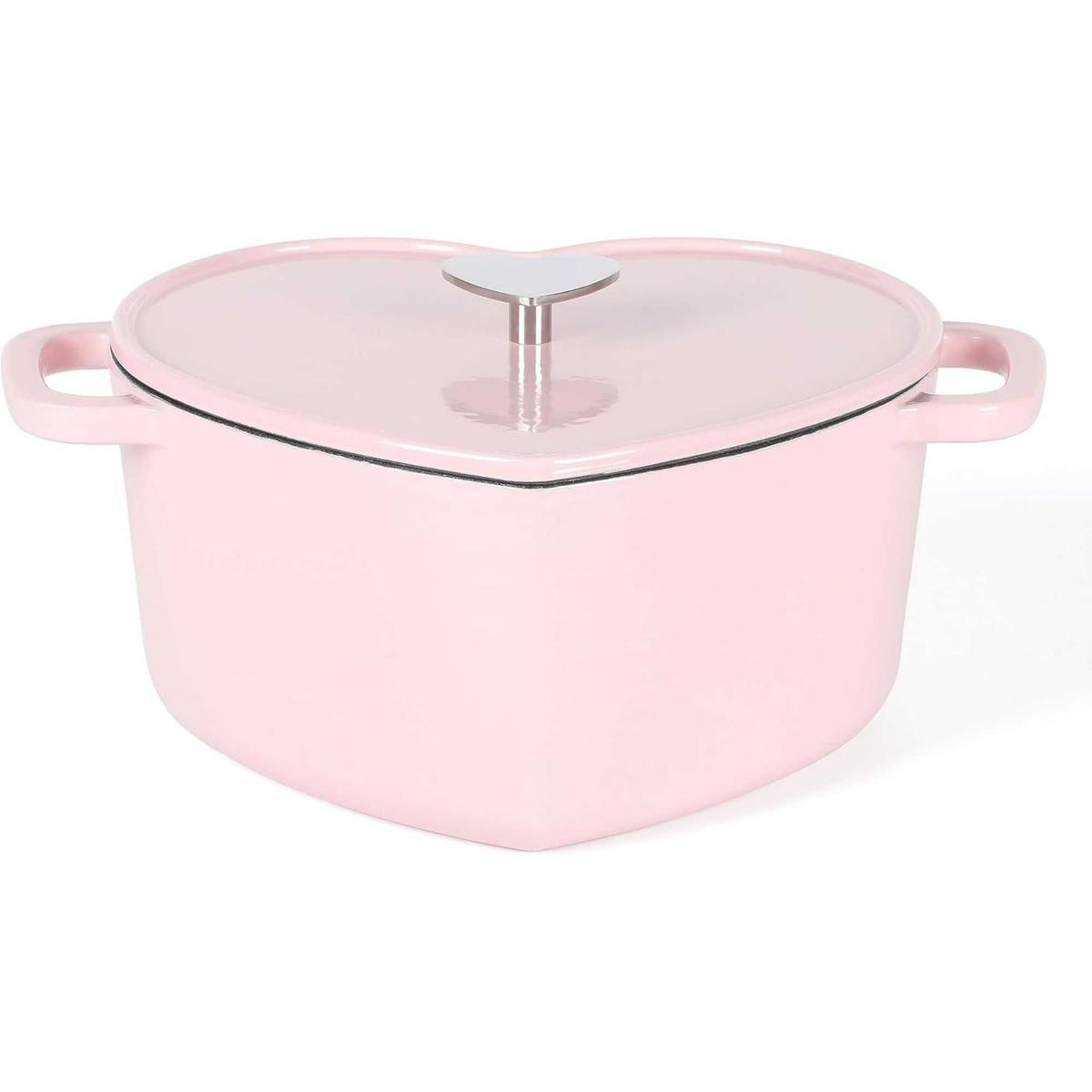 Heart Shaped 4-Quart Enamel Cast Iron Dutch Oven - Pink
