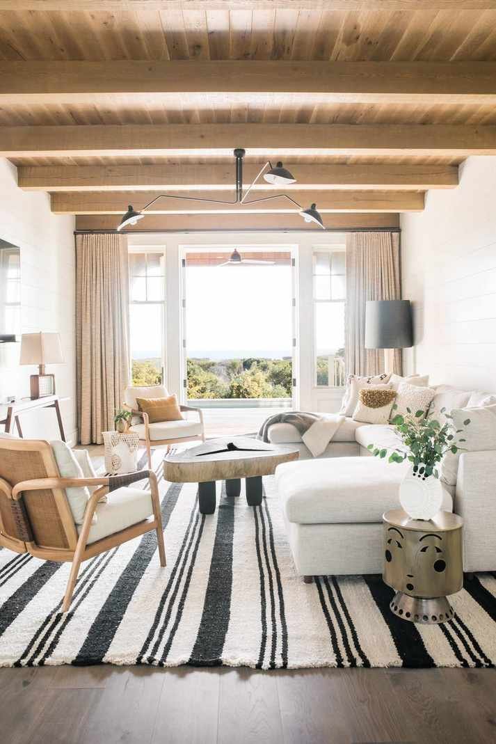 Modern living room with contrasting colors