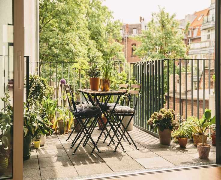 balcony with potted plants