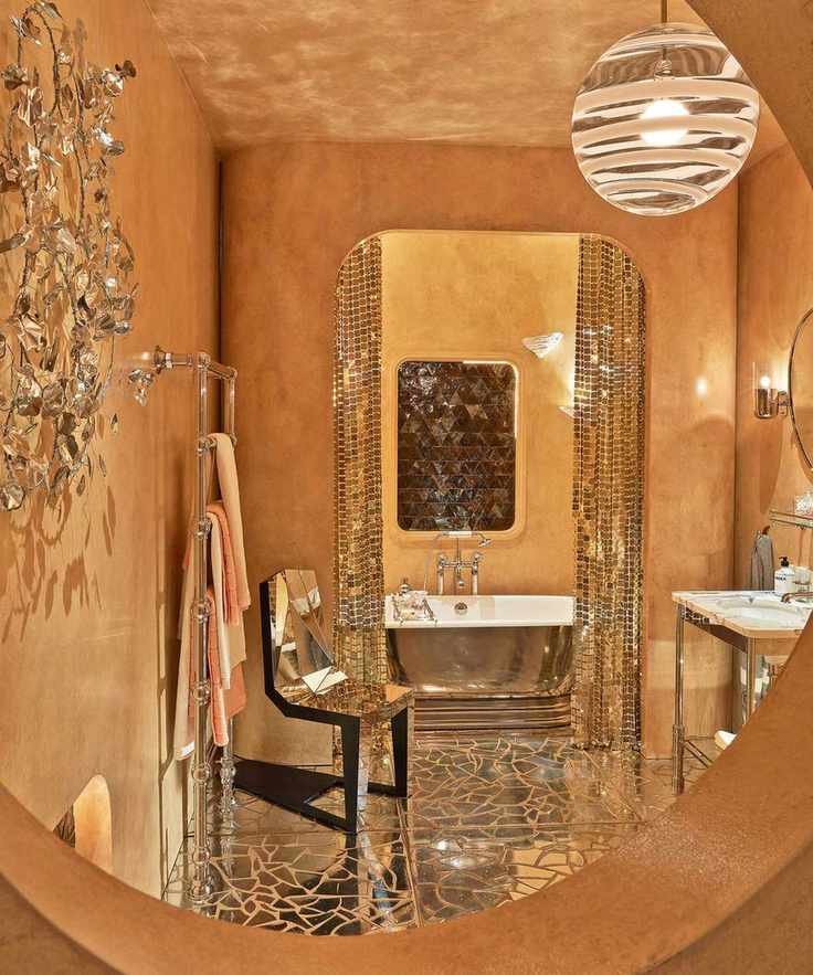 Lavish bathroom with a gold theme