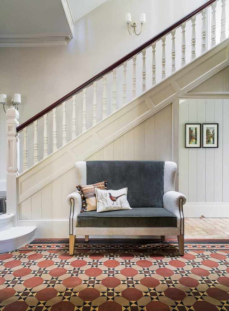 hallway with victorian floor tiles