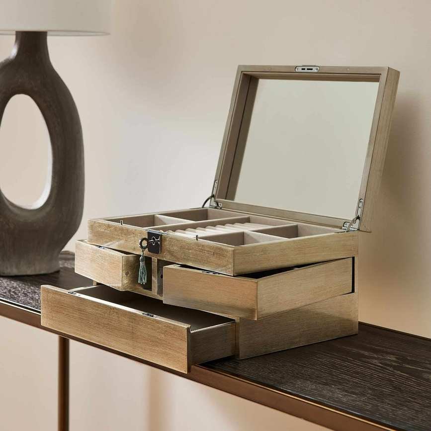 A West Elm Grand Antique Silver Lacquer Jewelry Box
